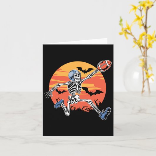 Amerikaanse Football Skeleton Player Halloween Man Kaart (Gele Bloem)