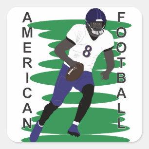 Amerikaanse football speler in actie vierkante sticker
