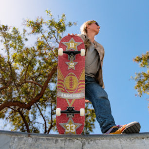 Amerikaanse Footballs trui kleuren rood + gouden g Skateboard