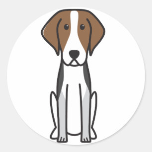 Amerikaanse Foxhound Dog Cartoon Ronde Sticker