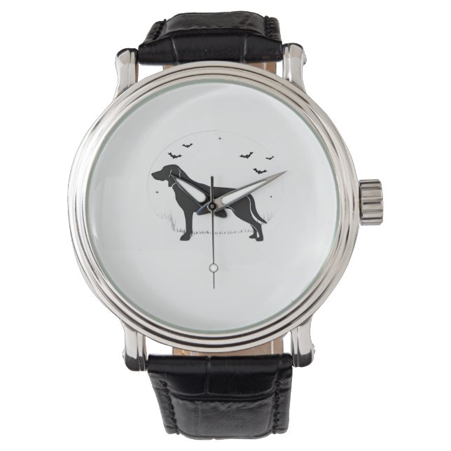 Amerikaanse Foxhound Dog - Halloween Moon Silhouet Horloge (Voorkant)