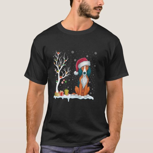 Amerikaanse Foxhound Dog Santa Hat Feestelijke Boo T-shirt (Voorkant)