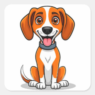 Amerikaanse Foxhound Schattige Huisdier Liefhebber Vierkante Sticker