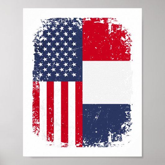 Amerikaanse Franse vlag Poster (Voorkant)