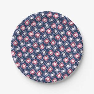 Amerikaanse gekleurde bloemen papieren bordje