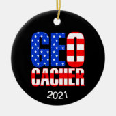 Amerikaanse Geocacher Keramisch Ornament (Voorkant)