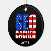 Amerikaanse Geocacher Keramisch Ornament (Links)