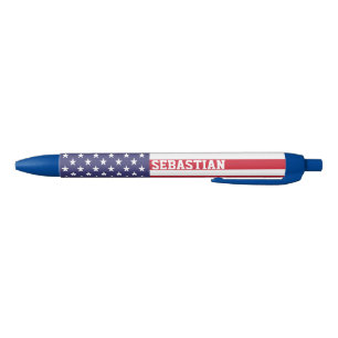 Amerikaanse gepersonaliseerde patriottische vlag blauwe inkt pen