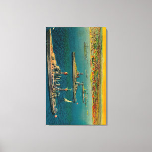 Amerikaanse gevechtstroepen verankerd op strand va canvas afdruk