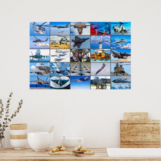 AMERIKAANSE GEVECHTSVLIEGTUIG "MONTAGE" POSTER (Keuken)