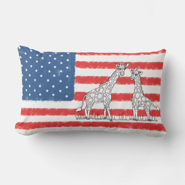 Amerikaanse Giraffe Conservation Doodle Kussen (Voorkant)