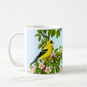 Amerikaanse Goldfinch Bird in Apple Tree Mok (Links)