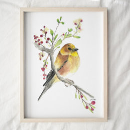 Amerikaanse Goldfinch Bird Waterverf Art Print