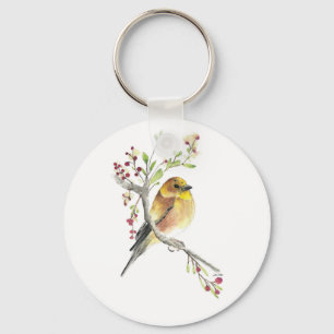 Amerikaanse Goldfinch Bird Waterverf Art Sleutelha Sleutelhanger