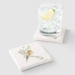 Amerikaanse Goldfinch Waterverf Art Stone Onderzet Stenen Onderzetter