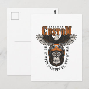 Amerikaanse Gorilla Motorfiets Vintage Biker Adela Briefkaart
