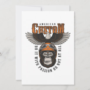 Amerikaanse Gorilla Motorfiets Vintage Biker Adela Feestdagenkaart