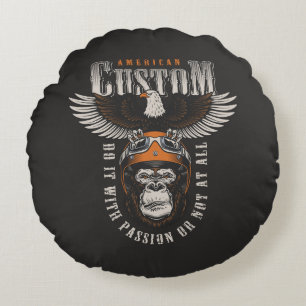 Amerikaanse Gorilla Motorfiets Vintage Biker Adela Rond Kussen