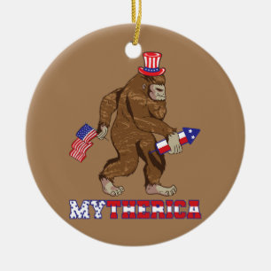 Amerikaanse Gorilla Rocket Patriotic American Flag Keramisch Ornament