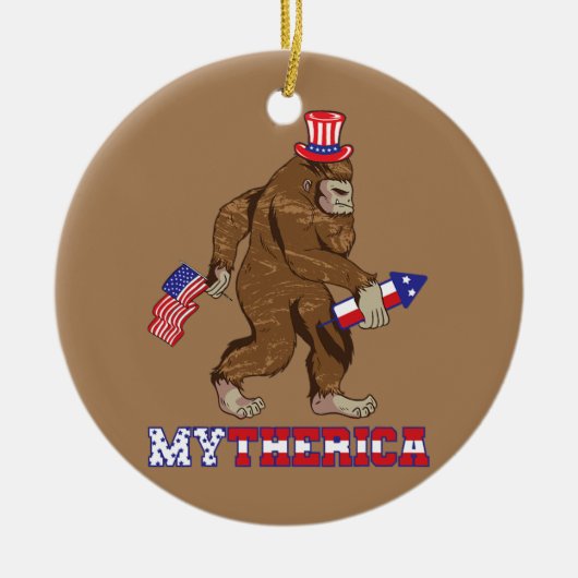 Amerikaanse Gorilla Rocket Patriotic American Flag Keramisch Ornament (Voorkant)