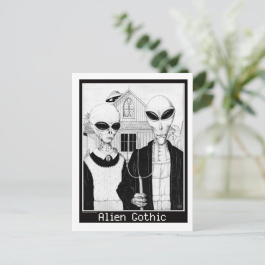Amerikaanse Gothic, Alien-portretten, Aliens Briefkaart (Staand voorkant)