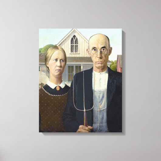 Amerikaanse Gothic - Grant Wood Canvas Afdruk (Voorkant)