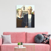 Amerikaanse Gothic - Grant Wood Canvas Afdruk (Insitu (Woonkamer))
