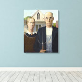 Amerikaanse Gothic - Grant Wood Canvas Afdruk (Insitu (Houten vloer))
