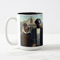 Amerikaanse Gothic Grappige Doberman hond mok
