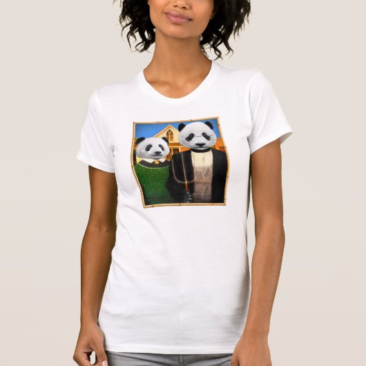 Amerikaanse Gothic Panda met bamboelijst T-shirt (Voorkant)