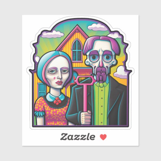 Amerikaanse Gothische Pop Art Sticker (Vel)