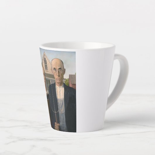 Amerikaanse gotiek: platteland leeft arm boer latte mok (Rechterhoek)