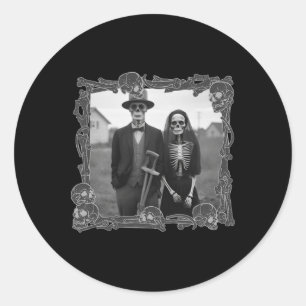 Amerikaanse gotische skelet Halloween kostuum Ronde Sticker