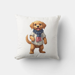 Amerikaanse Gouden Puppy Vintage Patriottisch Shir Kussen