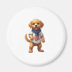 Amerikaanse Gouden Puppy Vintage Patriottisch Shir Magneet