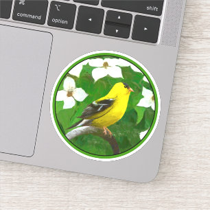 Amerikaanse goudvink in winterschilderij - Wild Bi Sticker