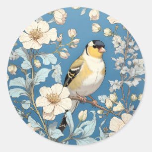 Amerikaanse Goudvink William Morris Geïnspireerd Ronde Sticker