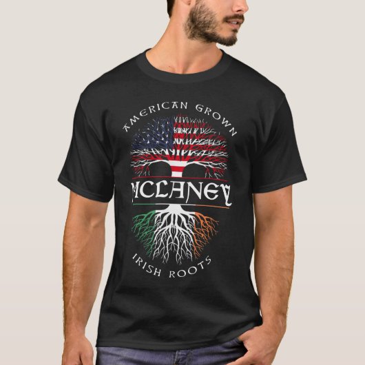 Amerikaanse Groene Ierse Roots MCLANEY Ierse naam T-shirt (Voorkant)