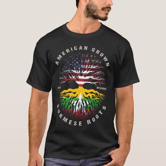 Amerikaanse Groenen Birmese roet Myanmar vlag T-shirt (Voorkant)
