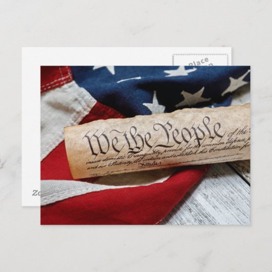 Amerikaanse grondwet en vlag briefkaart (Voorkant / Achterkant)