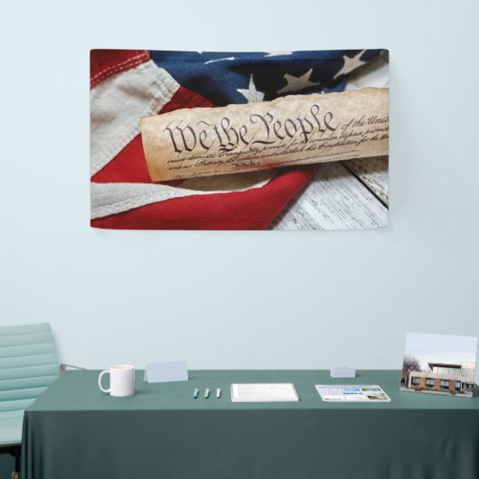 Amerikaanse grondwet en vlag spandoek (Beurs)