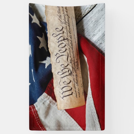 Amerikaanse grondwet en vlag spandoek (Verticaal)