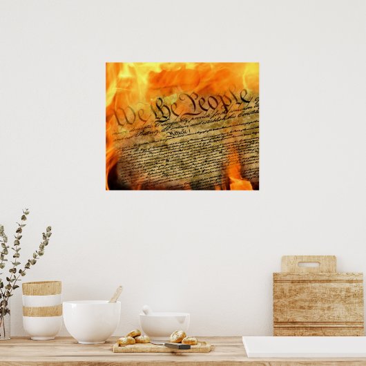 Amerikaanse grondwet in Flames Poster (Keuken)