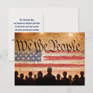 Amerikaanse grondwet met Dag van de Vlag Veteranen Briefkaart