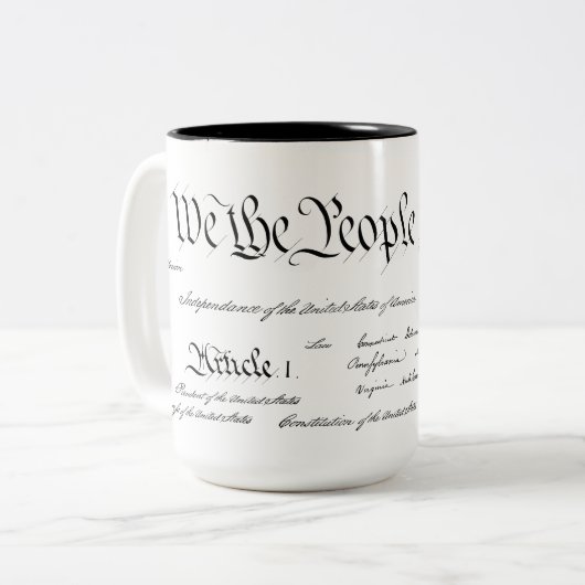 Amerikaanse grondwet mok (15 oz) - zwart (Voorkant links)