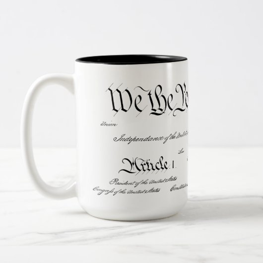 Amerikaanse grondwet mok (15 oz) - zwart (Links)