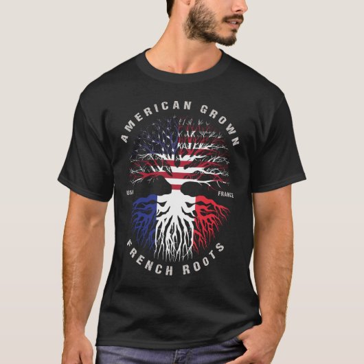 Amerikaanse Groot Franse Roots Frankrijk vlag T-shirt (Voorkant)
