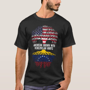 Amerikaanse Groot met Venezolaanse Roots USA-vlag T-shirt