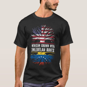 Amerikaanse Groot met Venezolaanse Roots USA-vlag T-shirt