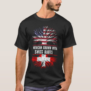 Amerikaanse Groot met Zwitserse Roots Vlag VS T-shirt